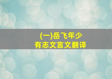 (一)岳飞年少有志文言文翻译