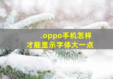 .oppo手机怎样才能显示字体大一点