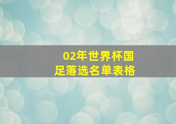 02年世界杯国足落选名单表格