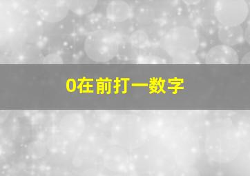 0在前打一数字