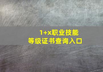 1+x职业技能等级证书查询入口