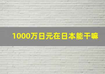 1000万日元在日本能干嘛