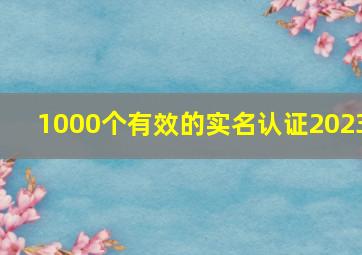 1000个有效的实名认证2023