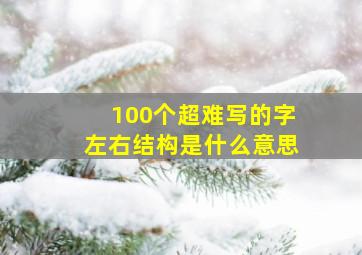 100个超难写的字左右结构是什么意思