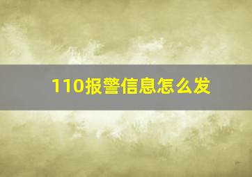 110报警信息怎么发