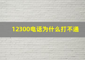 12300电话为什么打不通