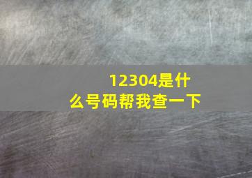 12304是什么号码帮我查一下