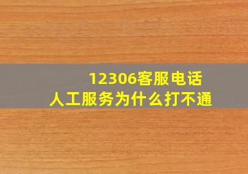 12306客服电话人工服务为什么打不通