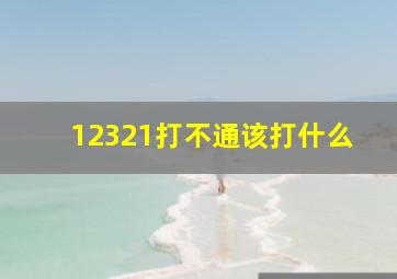 12321打不通该打什么