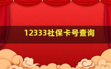 12333社保卡号查询