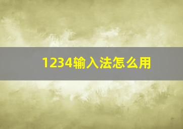 1234输入法怎么用