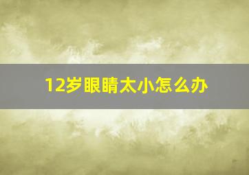 12岁眼睛太小怎么办