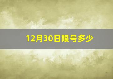 12月30日限号多少