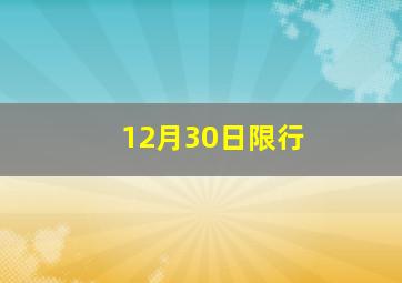 12月30日限行