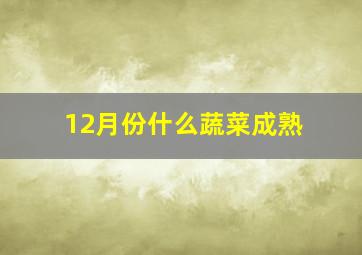 12月份什么蔬菜成熟