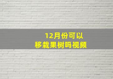 12月份可以移栽果树吗视频