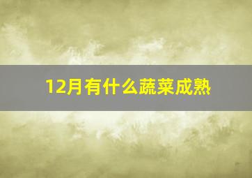 12月有什么蔬菜成熟