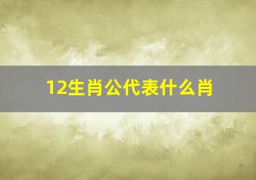 12生肖公代表什么肖