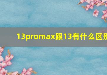 13promax跟13有什么区别