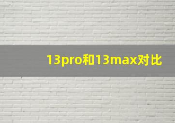 13pro和13max对比