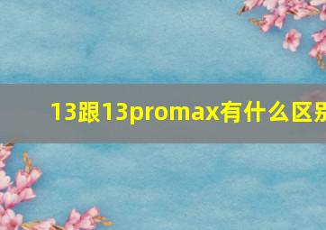 13跟13promax有什么区别