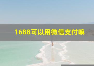 1688可以用微信支付嘛