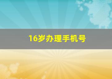 16岁办理手机号