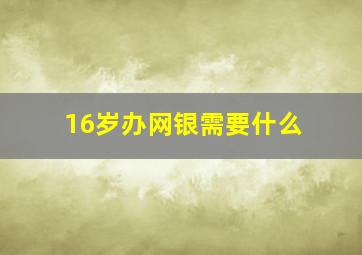 16岁办网银需要什么