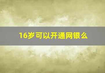 16岁可以开通网银么