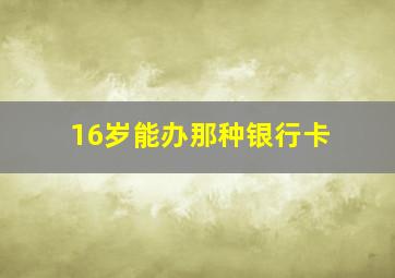 16岁能办那种银行卡