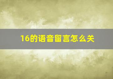 16的语音留言怎么关