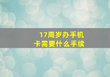 17周岁办手机卡需要什么手续