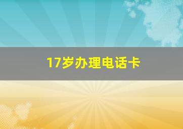 17岁办理电话卡