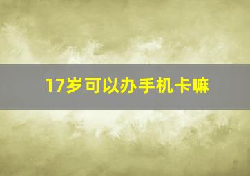 17岁可以办手机卡嘛