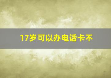 17岁可以办电话卡不