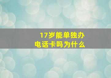 17岁能单独办电话卡吗为什么