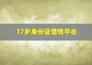 17岁身份证借钱平台