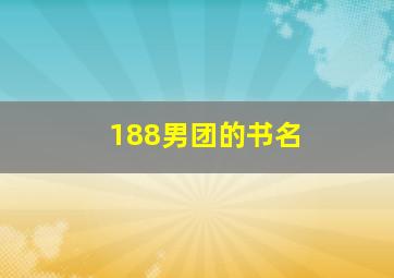 188男团的书名