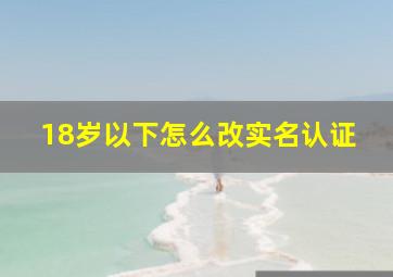 18岁以下怎么改实名认证