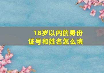 18岁以内的身份证号和姓名怎么填