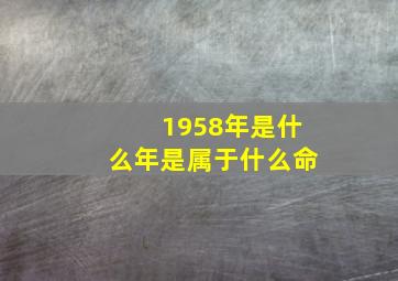 1958年是什么年是属于什么命