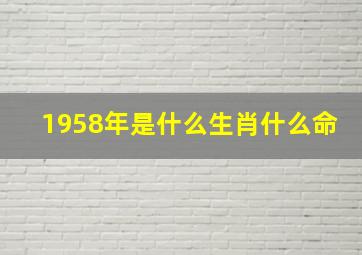 1958年是什么生肖什么命