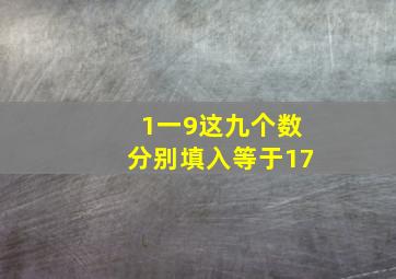 1一9这九个数分别填入等于17