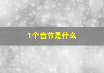 1个音节是什么