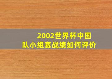 2002世界杯中国队小组赛战绩如何评价