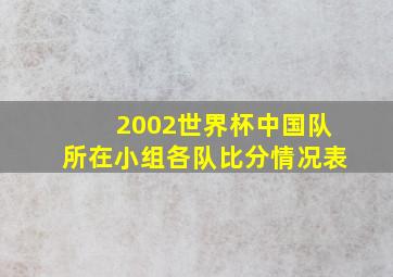 2002世界杯中国队所在小组各队比分情况表