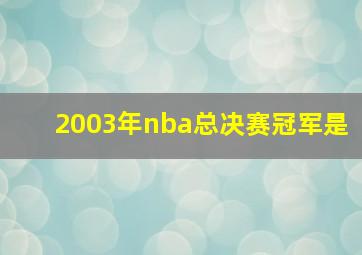 2003年nba总决赛冠军是