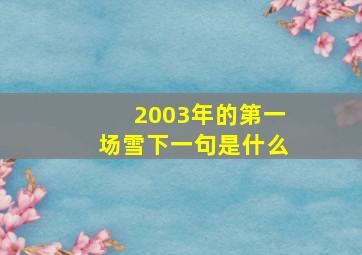 2003年的第一场雪下一句是什么