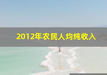 2012年农民人均纯收入