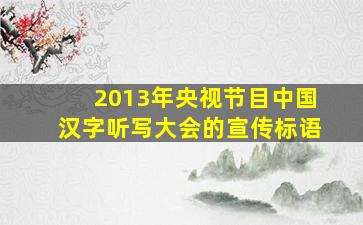 2013年央视节目中国汉字听写大会的宣传标语